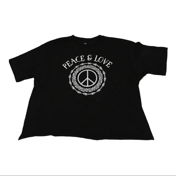 NWT Stunner California Peace & Love Cropped Tee - Black - XL - Picture 6 of 7